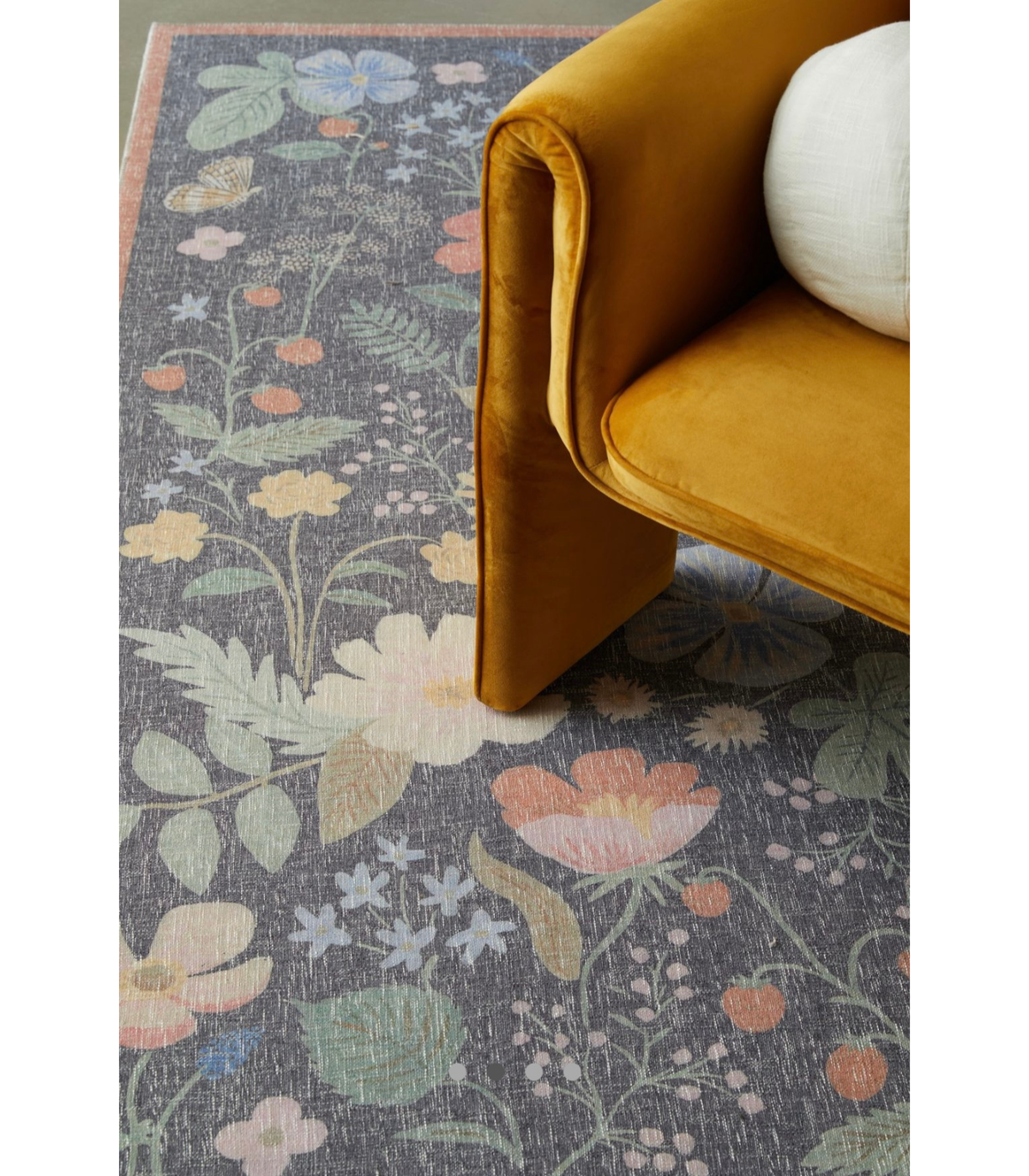 Alfombra Cotswolds 01 Strawberry Fields Black | Rifle Paper Co x Loloi REDONDA