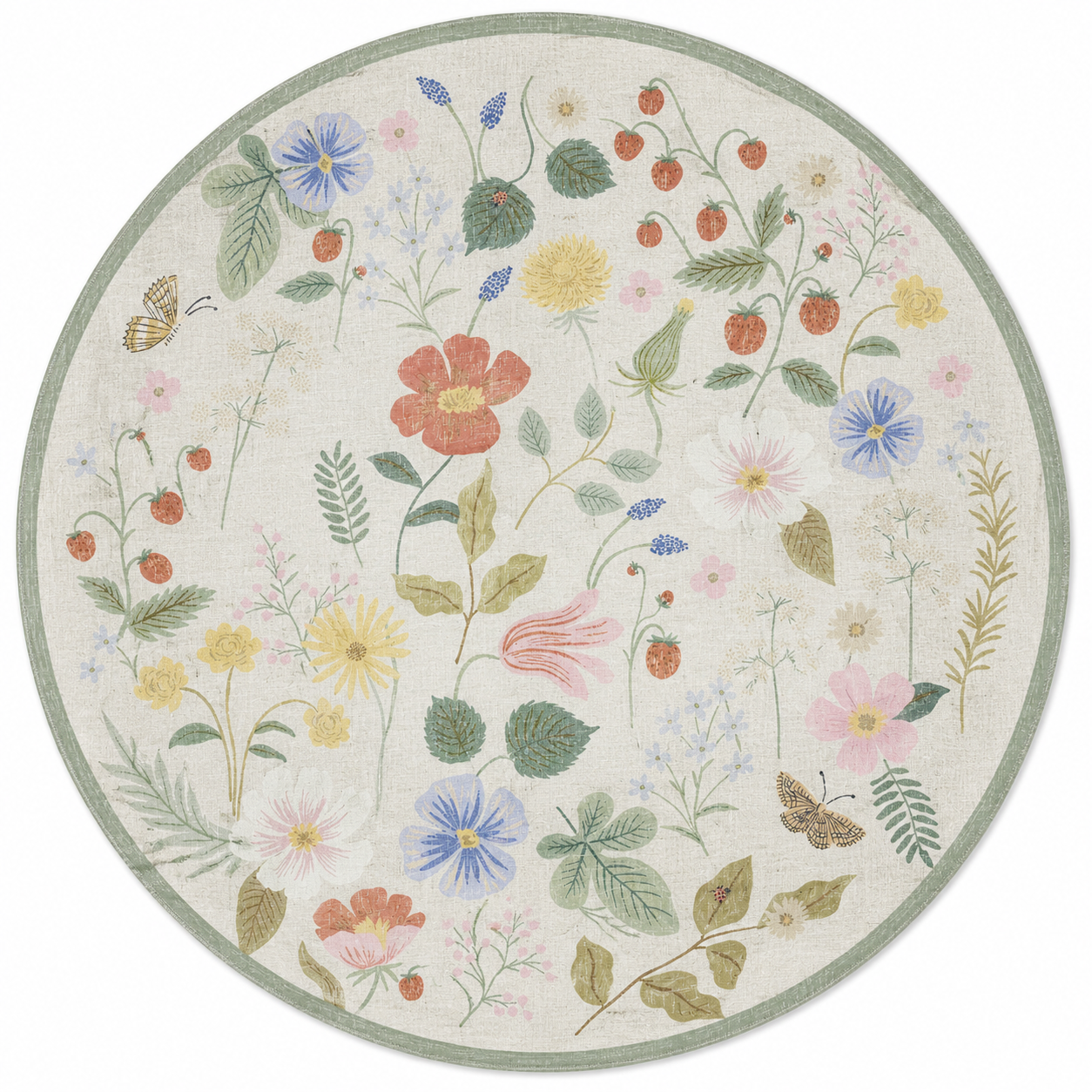Alfombra Cotswolds 01 Strawberry Fields Ivory | Rifle Paper Co x Loloi