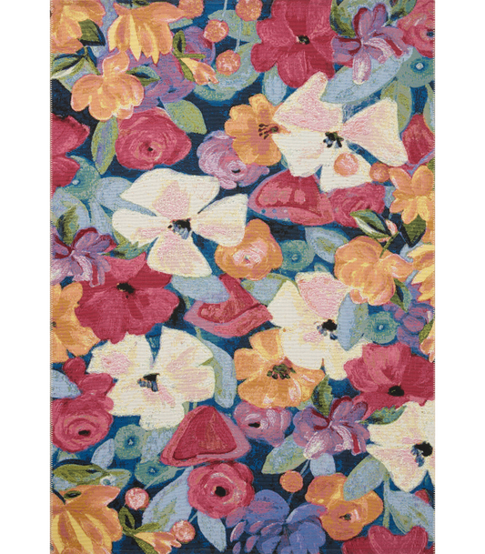 Alfombra Botanical 02 Navy | Multi (Exterior)