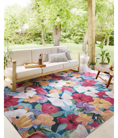 Alfombra Botanical 02 Navy | Multi (Exterior)