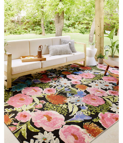 Alfombra Botanical 01 Black | Multi (Exterior)