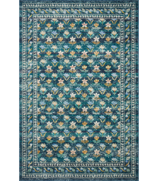Alfombra Courtyard 05 Hadley Esmerald Rifle Paper Co. X Loloi (153X229)