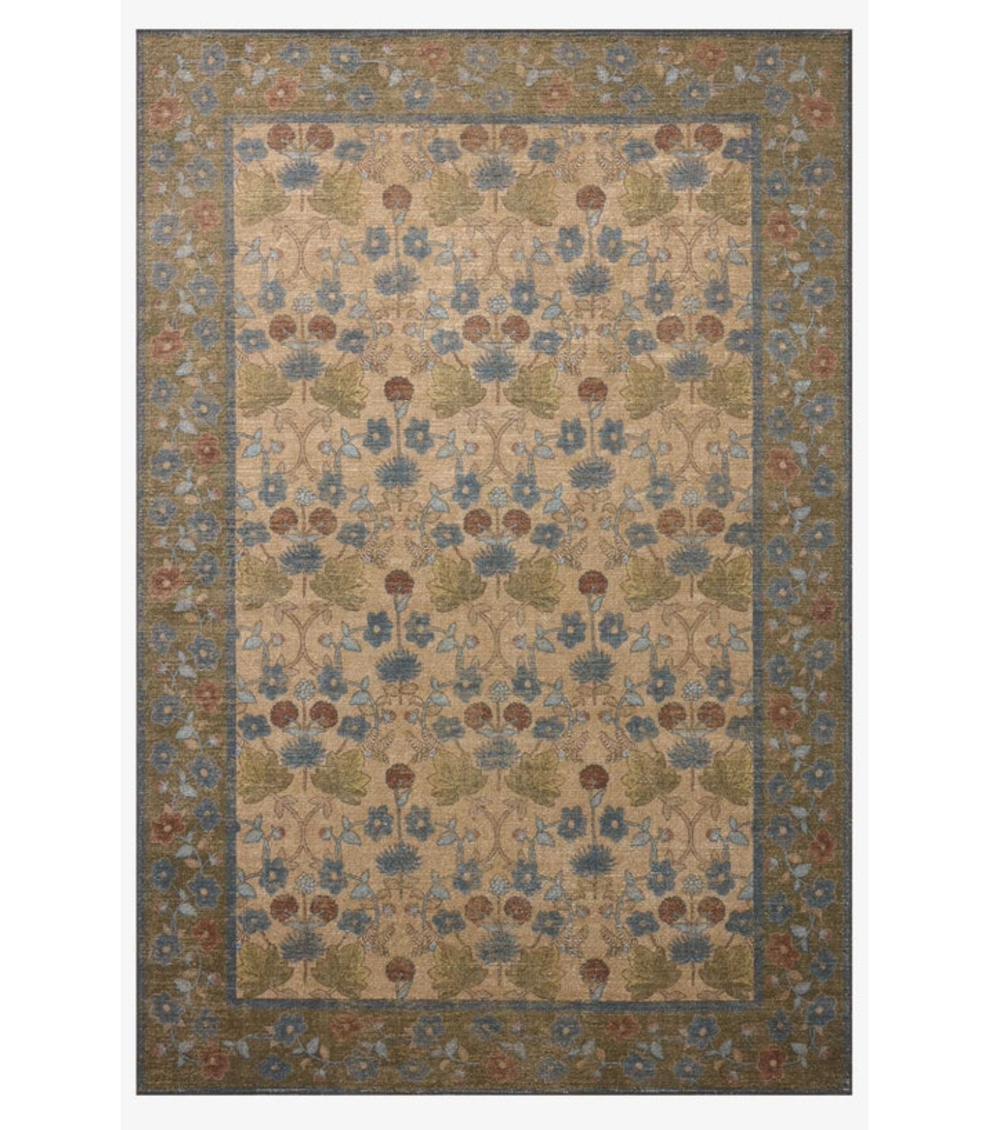 Alfombra Edinburgh  02 Tan | Olive  Rifle Paper Co. × Loloi  153X229 | Preventa