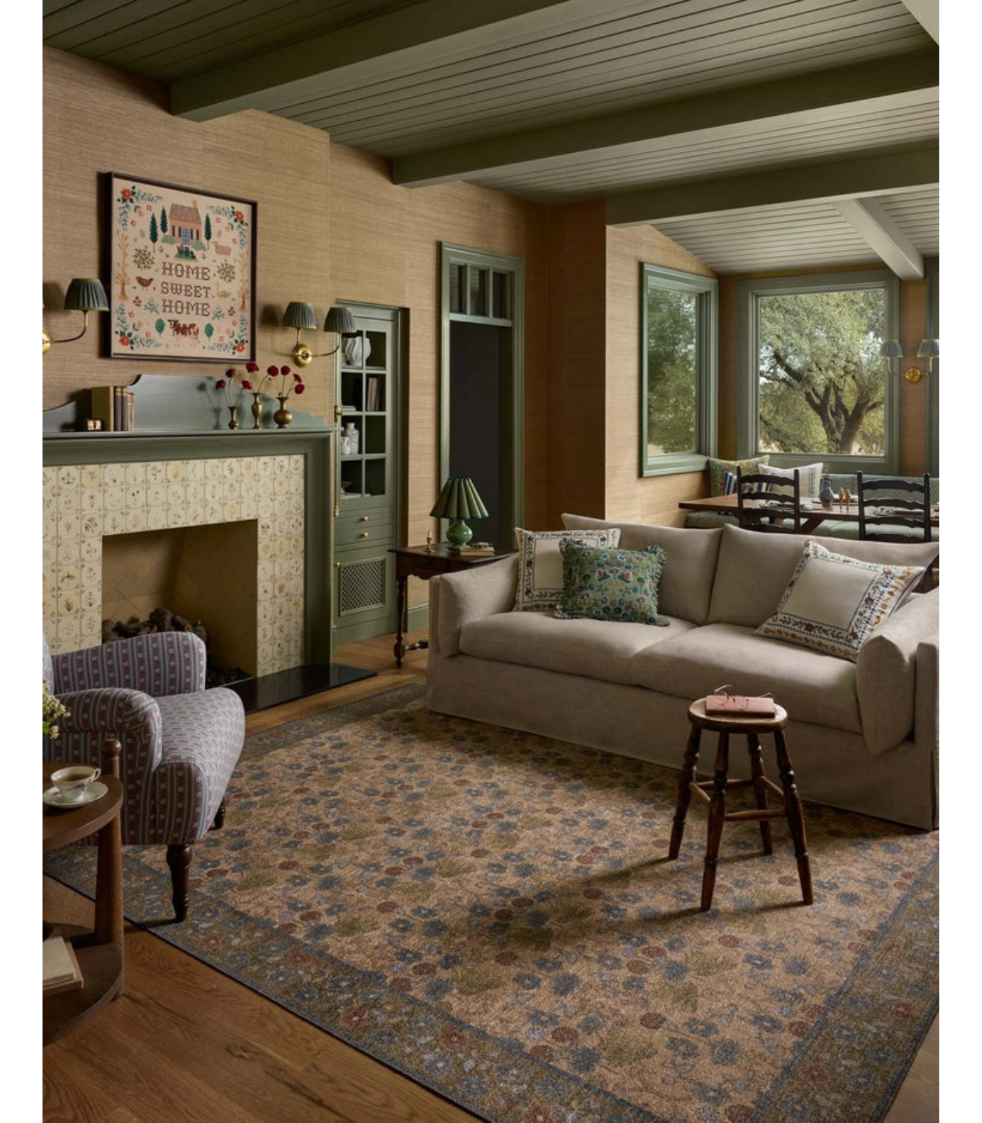 Alfombra Edinburgh  02 Tan | Olive  Rifle Paper Co. × Loloi  153X229 | Preventa