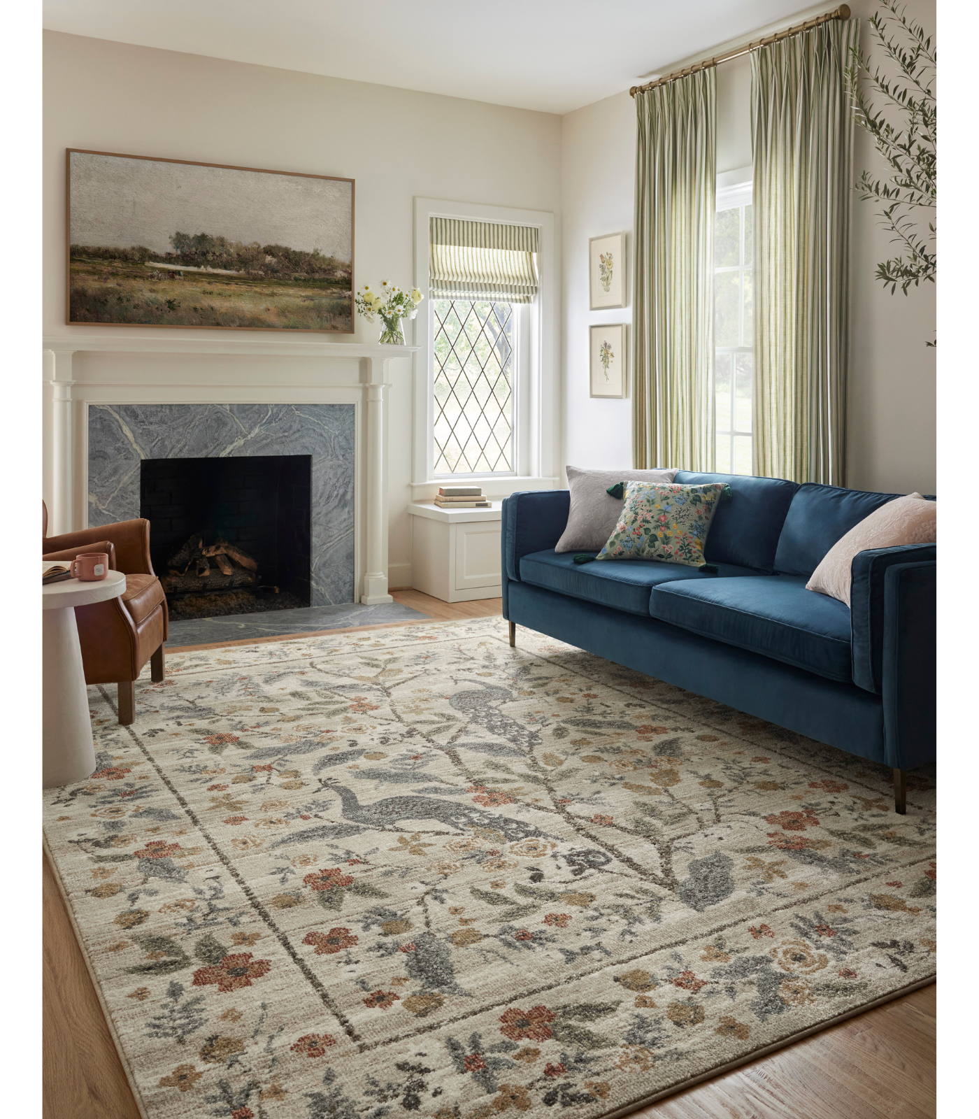Alfombra Laurel 05 Peacock Garden Cream Rifle Paper Co. × Loloi (161X234)