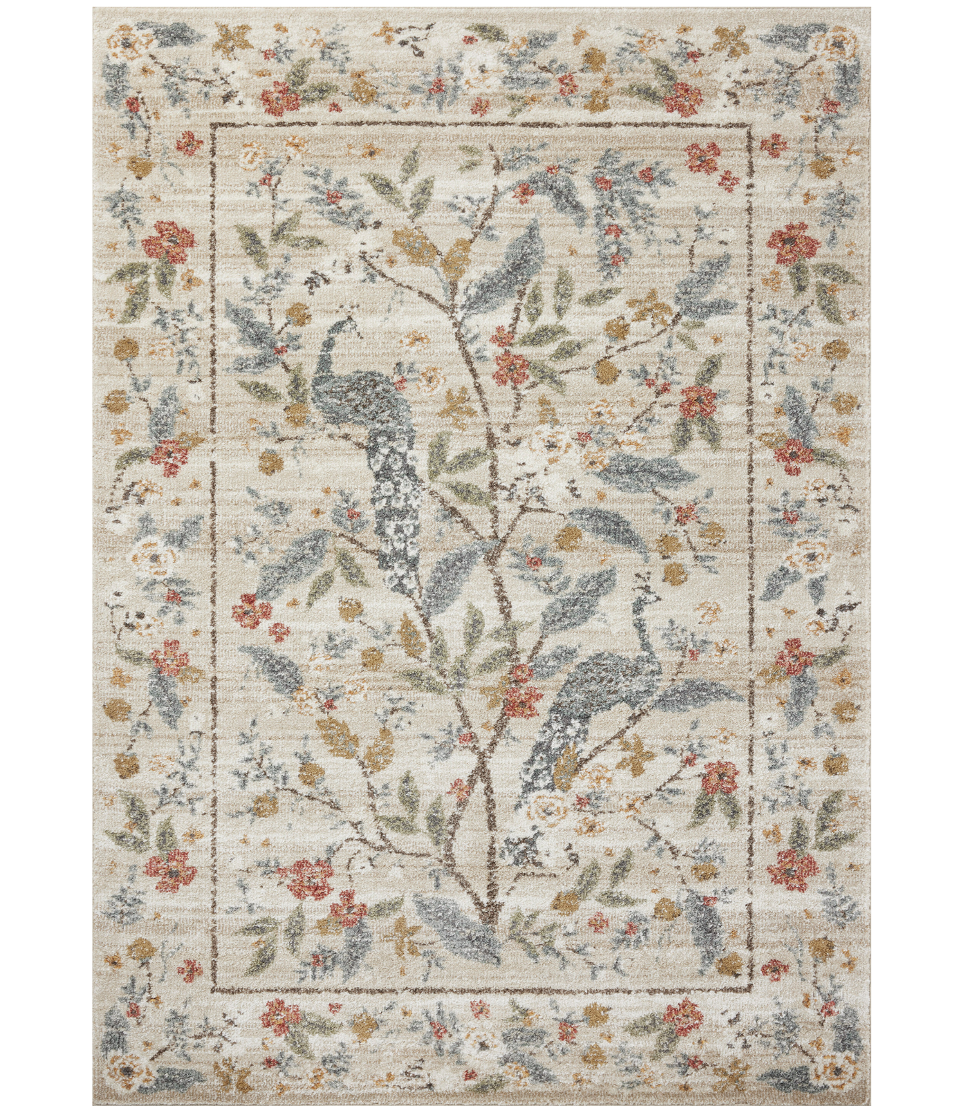 Alfombra Laurel 05 Peacock Garden Cream Rifle Paper Co. × Loloi (161X234)