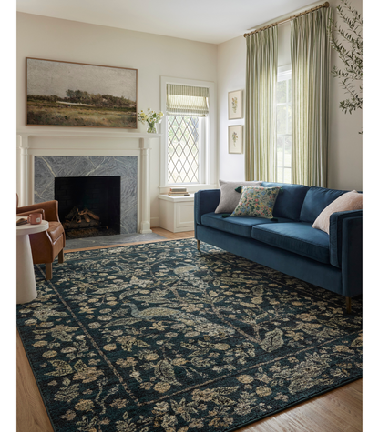 Alfombra Laurel 05 Peacock Garden NavyRifle Paper Co. × Loloi (161X234)