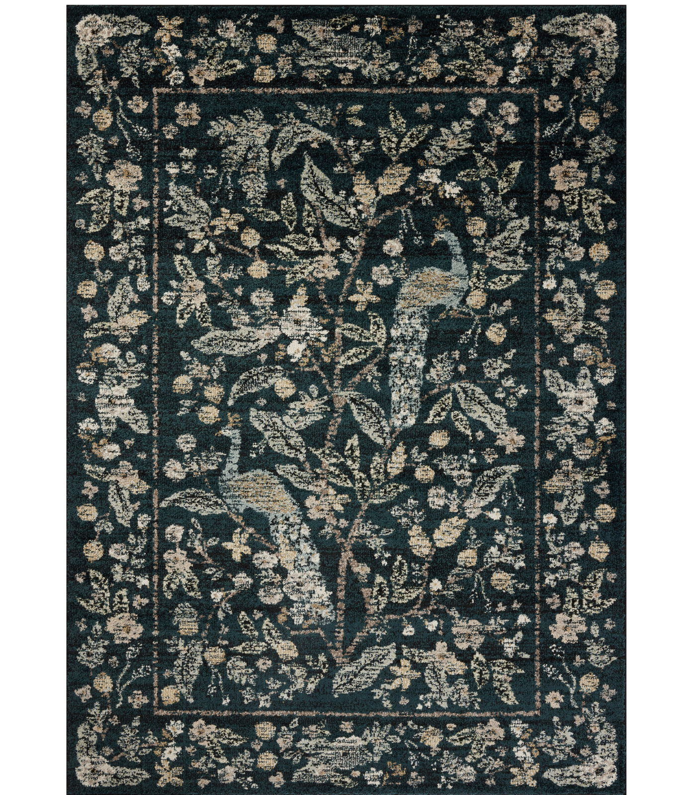 Alfombra Laurel 05 Peacock Garden NavyRifle Paper Co. × Loloi (161X234)
