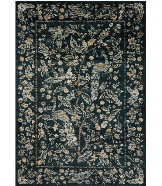 Alfombra Laurel 05 Peacock Garden NavyRifle Paper Co. × Loloi (161X234)