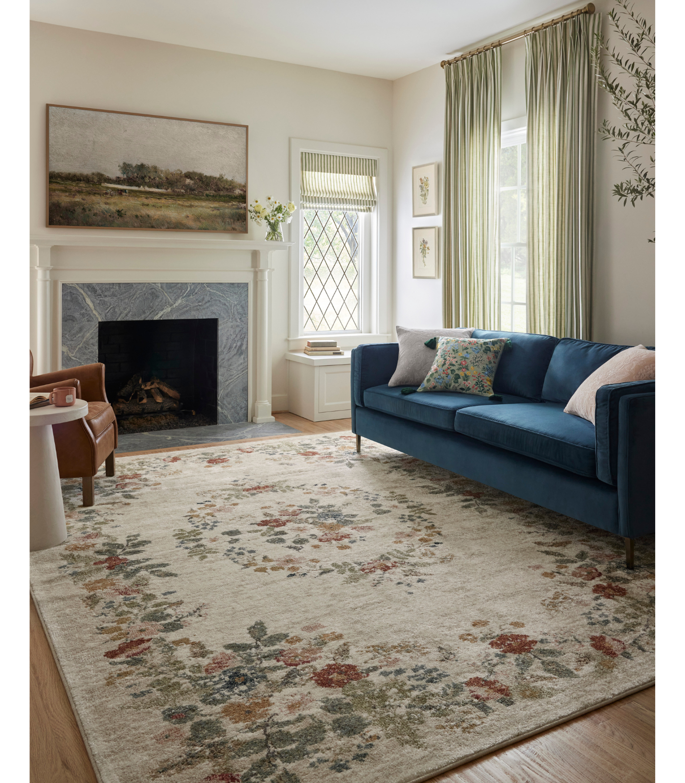 Alfombra Laurel 01 Strawberry Fields Cream Rifle Paper Co. × Loloi (161X234) - Perle&Perle