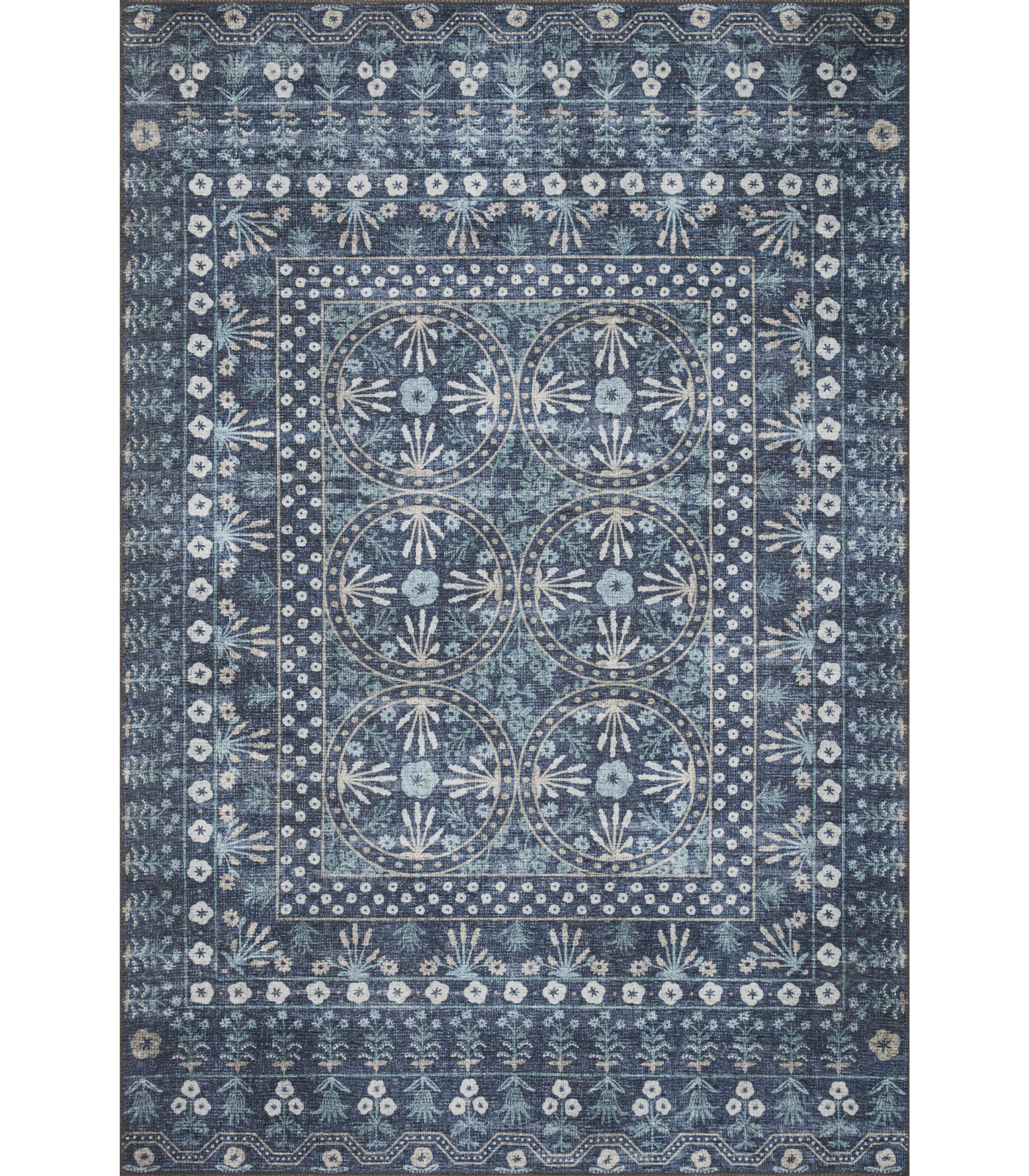 Alfombra Maison 03 Rosette Blue Rifle Paper Co. × Loloi (153X229) - Perle&Perle