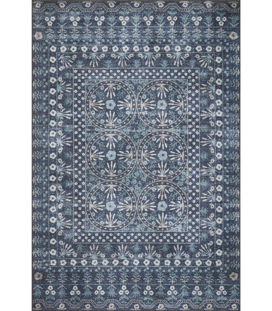 Alfombra Maison 03 Rosette Blue Rifle Paper Co. × Loloi (153X229) - Perle&Perle