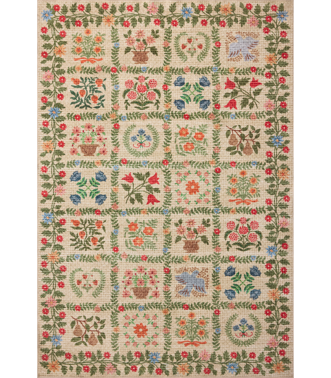 Alfombra Orchard 03 Beige | Multi x Rifle Paper Co x Loloi (Lavable en Máquina)