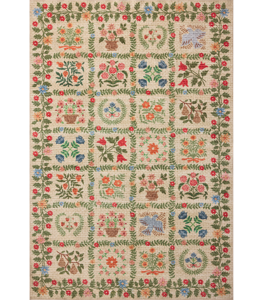 Alfombra Orchard 03 Beige | Multi x Rifle Paper Co x Loloi (Lavable en Máquina)