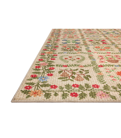 Alfombra Orchard 03 Beige | Multi x Rifle Paper Co x Loloi (Lavable en Máquina)