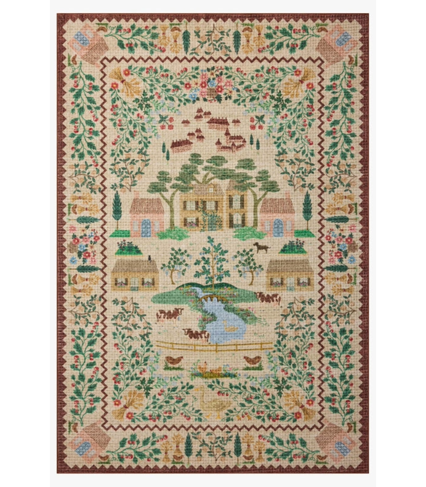 Alfombra Orchard  02 Antique Ivory | Multi Rifle Paper Co. × Loloi 118X180 | Preventa | Lavado a Máquina