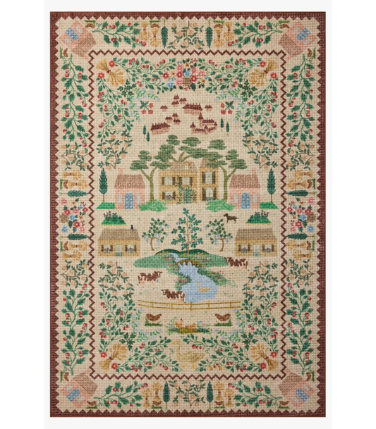 Alfombra Orchard  02 Antique Ivory | Multi Rifle Paper Co. × Loloi 118X180 | Preventa | Lavado a Máquina