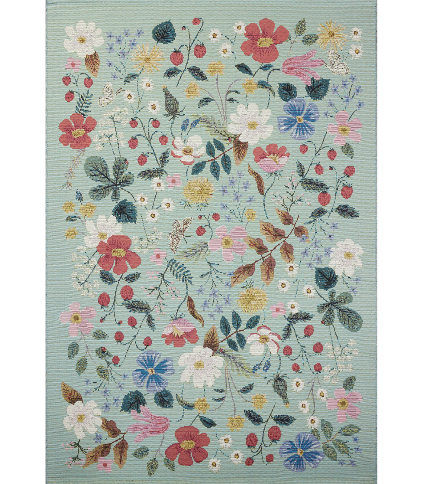 Alfombra Perennial 02 Strawberry Fields Mint Rifle Paper Co. × Loloi (201X285) (Interior/Exterior) - Perle&Perle