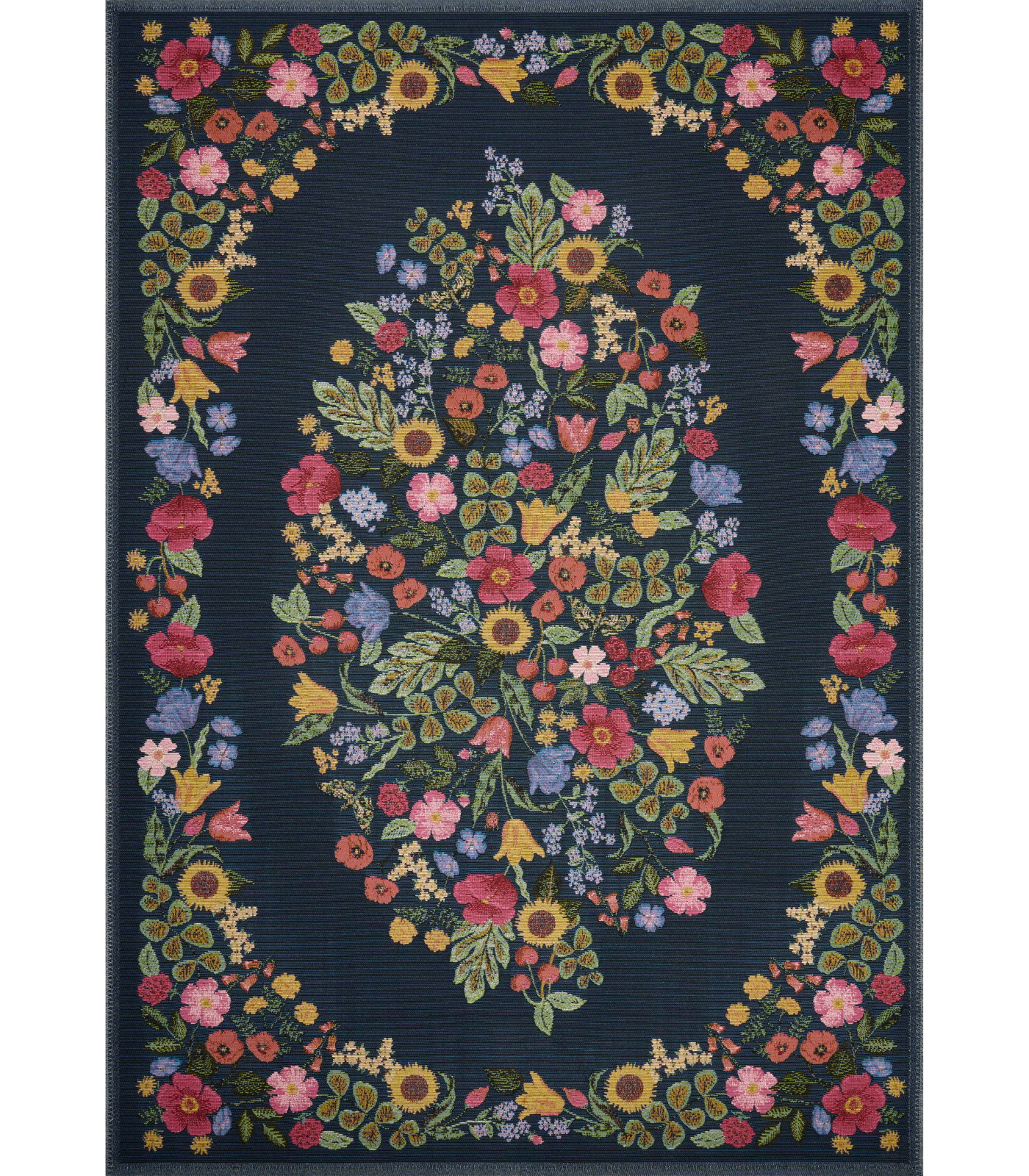 Alfombra Perennial 01 Blossom Navy Rifle Paper Co. × Loloi (161X234) (Interior/Exterior) - Perle&Perle