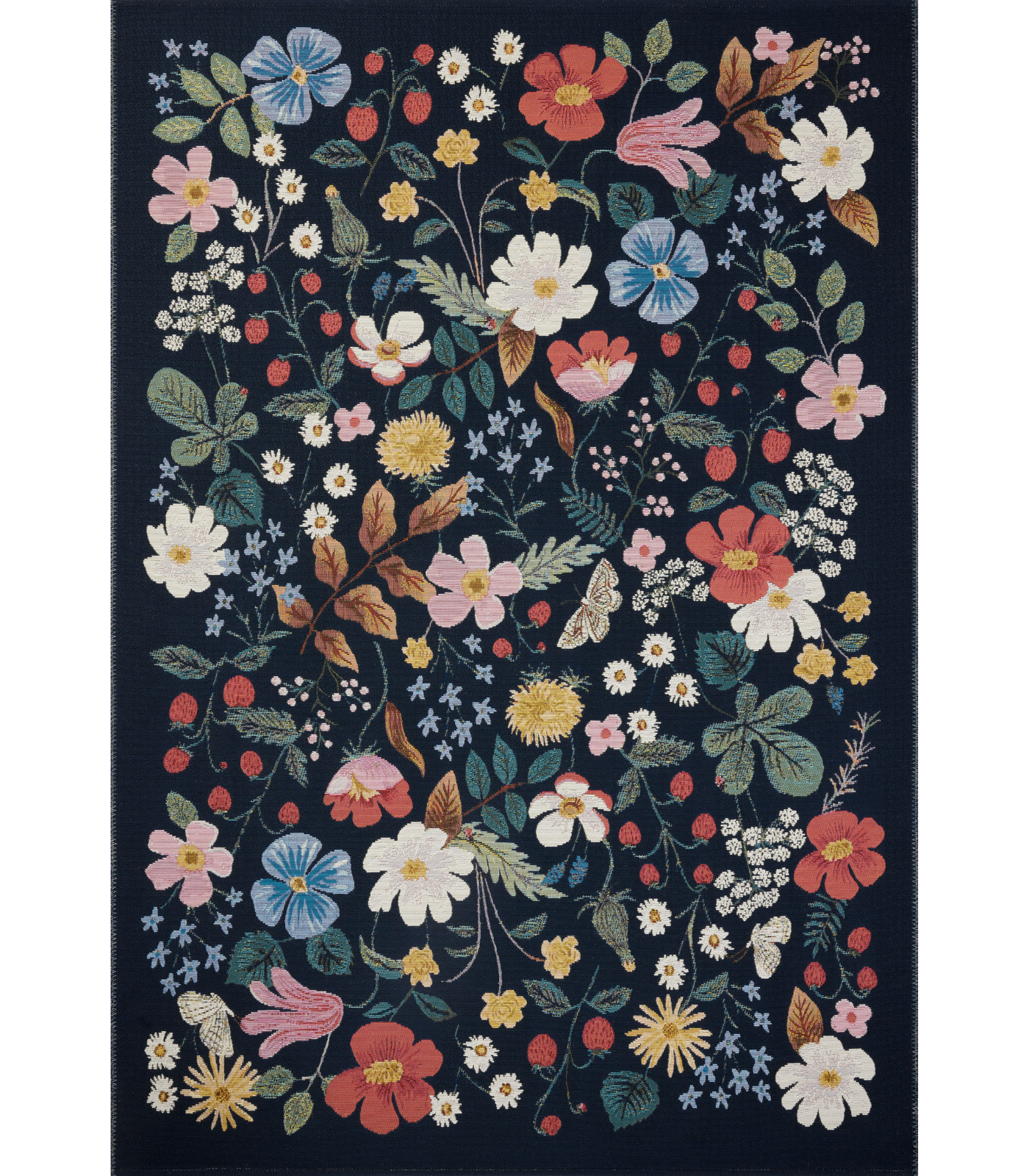 Alfombra Perennial 02 Strawberry Fields Black Rifle Paper Co. × Loloi (161X238) (Interior/Exterior) - Perle&Perle