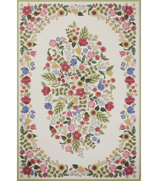 Alfombra Perennial 01 Blossom Cream Rifle Paper Co. × Loloi (201X285) (Interior/Exterior) - Perle&Perle