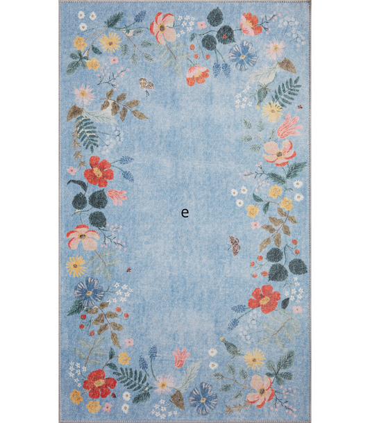 Alfombra Atelier 03 Strawberry Fields Periwinkle Rifle Paper Co. x Loloi (60X153)