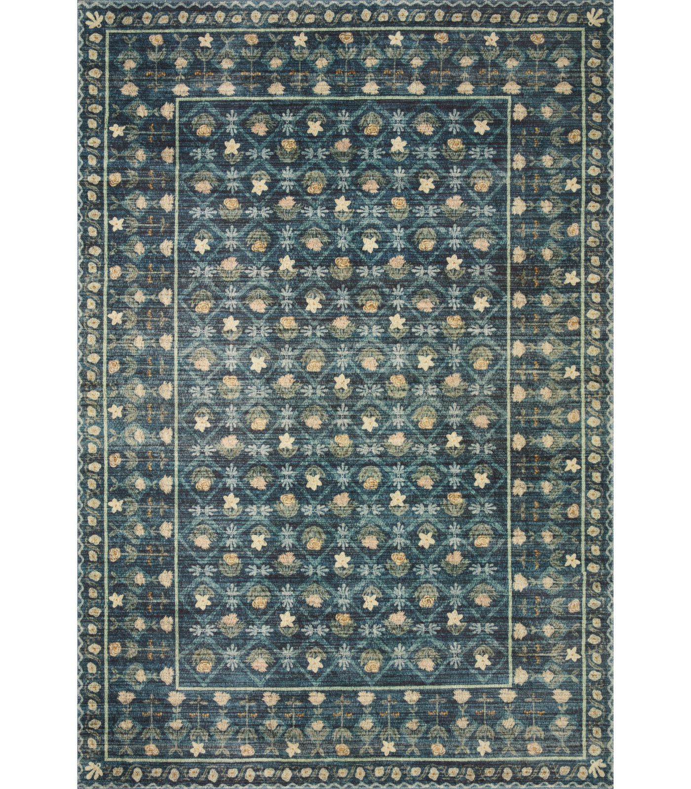 Alfombra Eden 03 Lattice Indigo Rifle Paper Co. X Loloi (153X229) - Perle&Perle